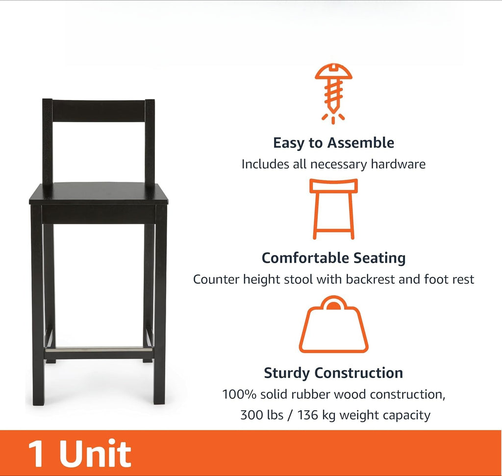 Wooden Backrest Counter Height Bar Stool