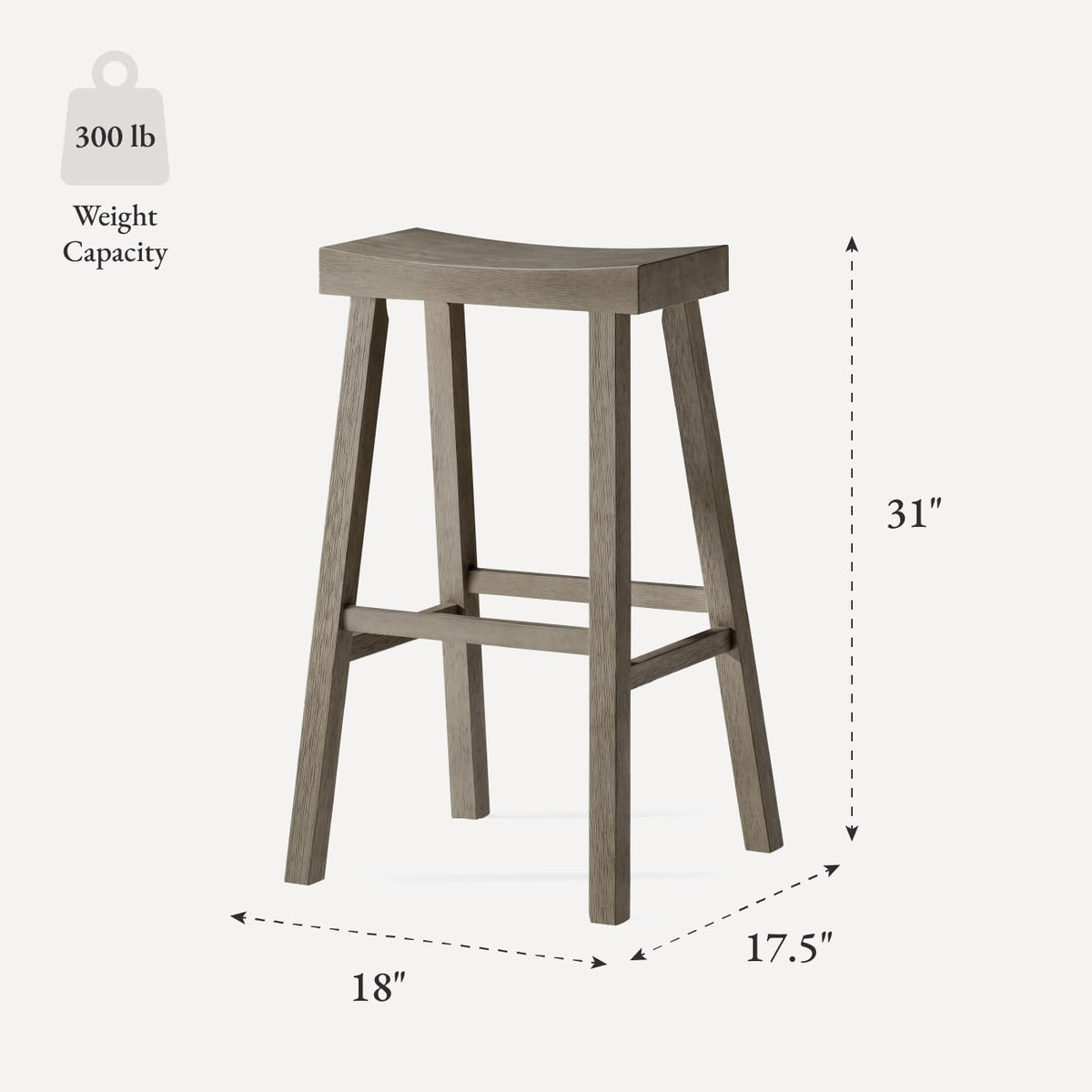 Solid Wood Counter Height Bar Stool
