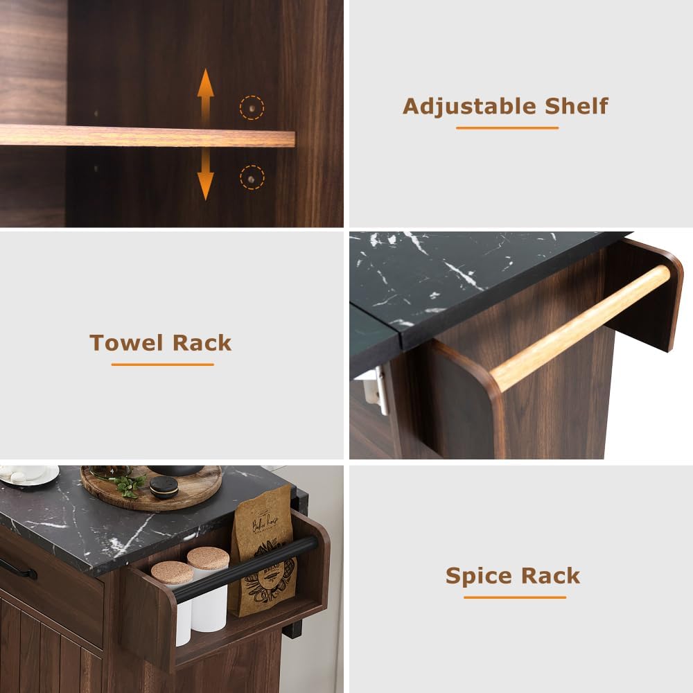 Rolling Kitchen Island With Foldable Table