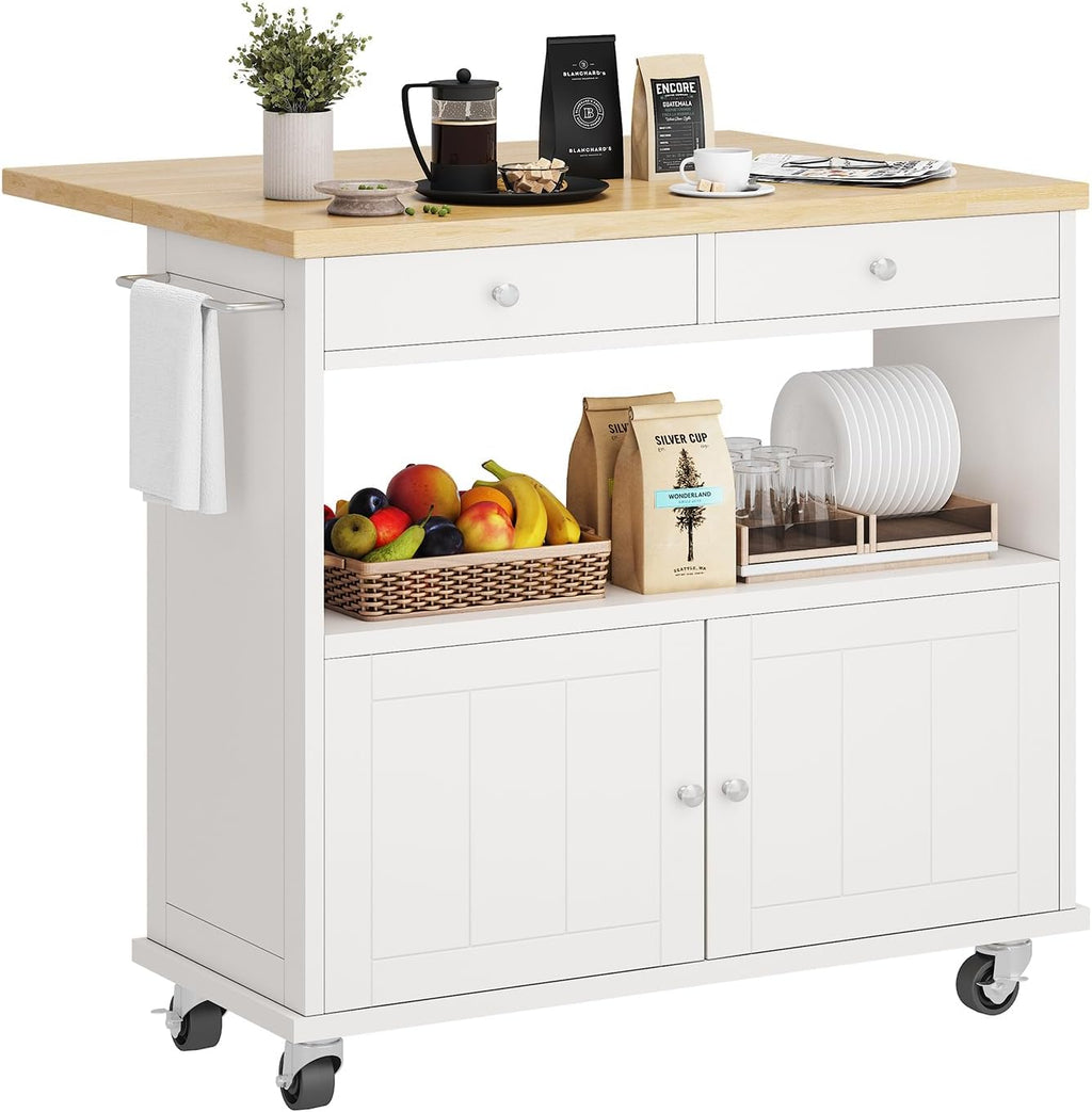 Rolling Kitchen Island With Drop‑Leaf Storage Bar