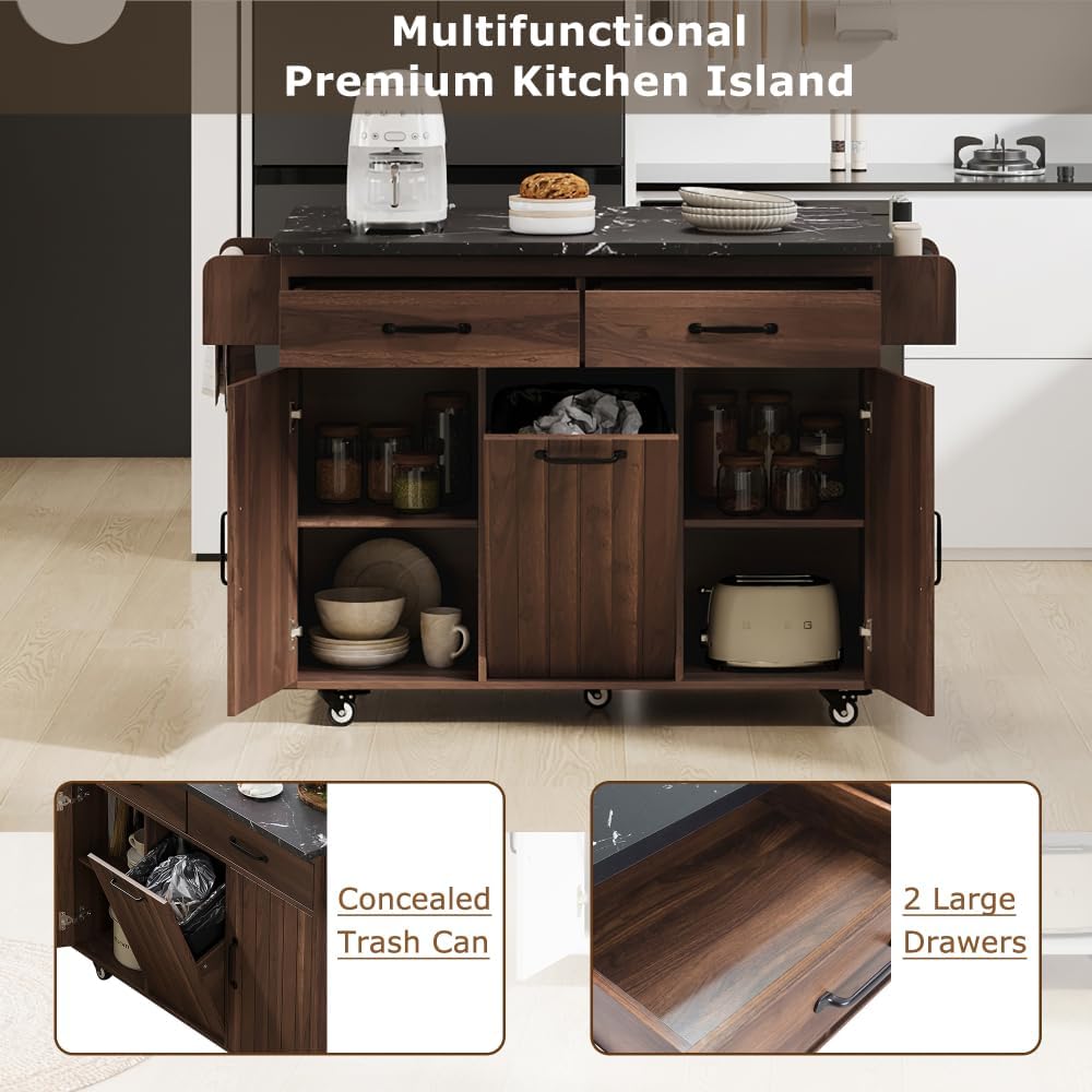 Rolling Kitchen Island With Foldable Table