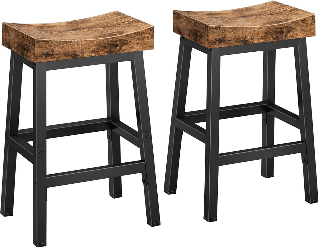 Rustic Backless Wooden Counter Stools Set