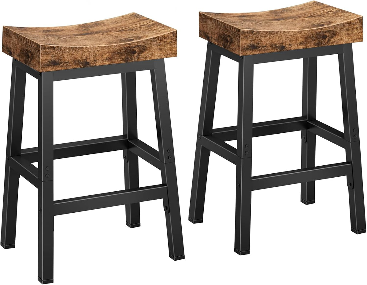 Rustic Backless Wooden Counter Stools Set