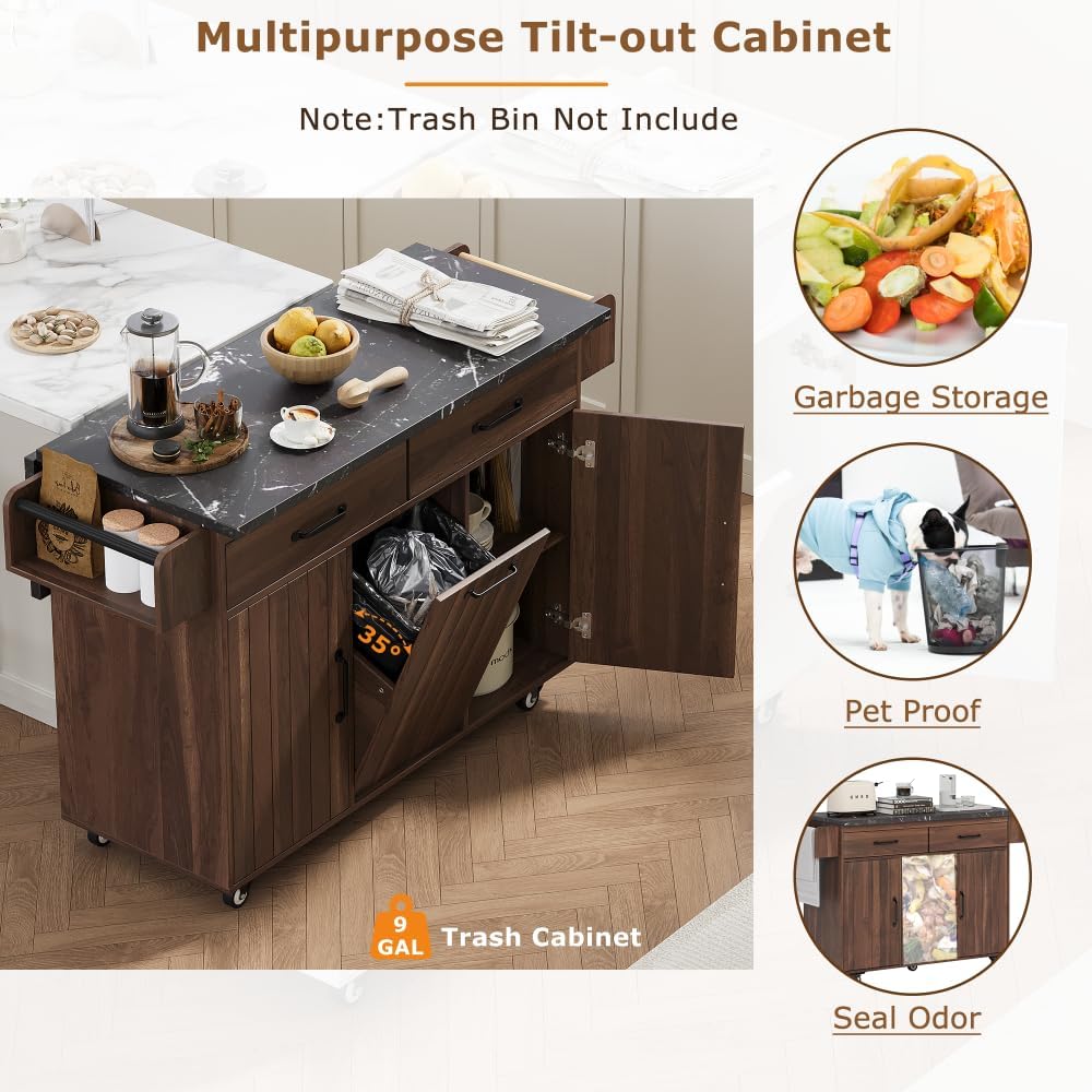 Rolling Kitchen Island With Foldable Table