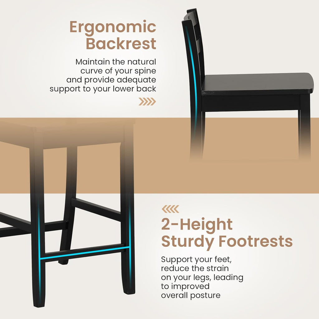 Wooden Counter‑Height Bar Stools Set