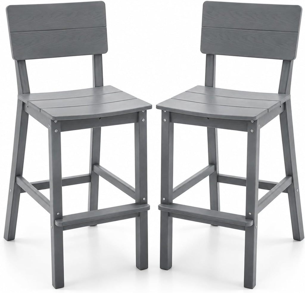 HDPE Patio Bar Stools 2‑Piece Set