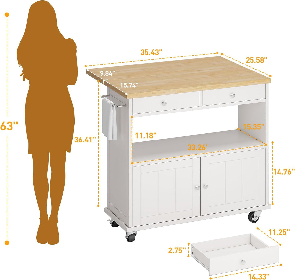 Rolling Kitchen Island With Drop‑Leaf Storage Bar