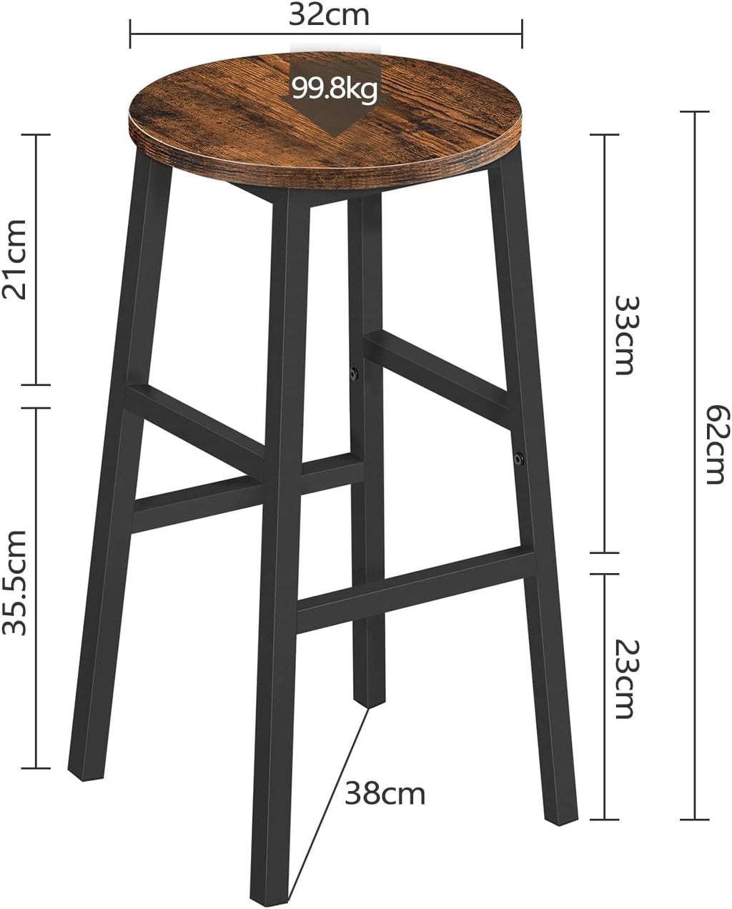 Industrial Round Counter Bar Stools Set
