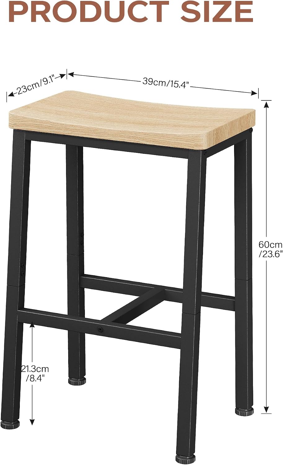 Industrial Counter‑Height Saddle Bar Stools Set