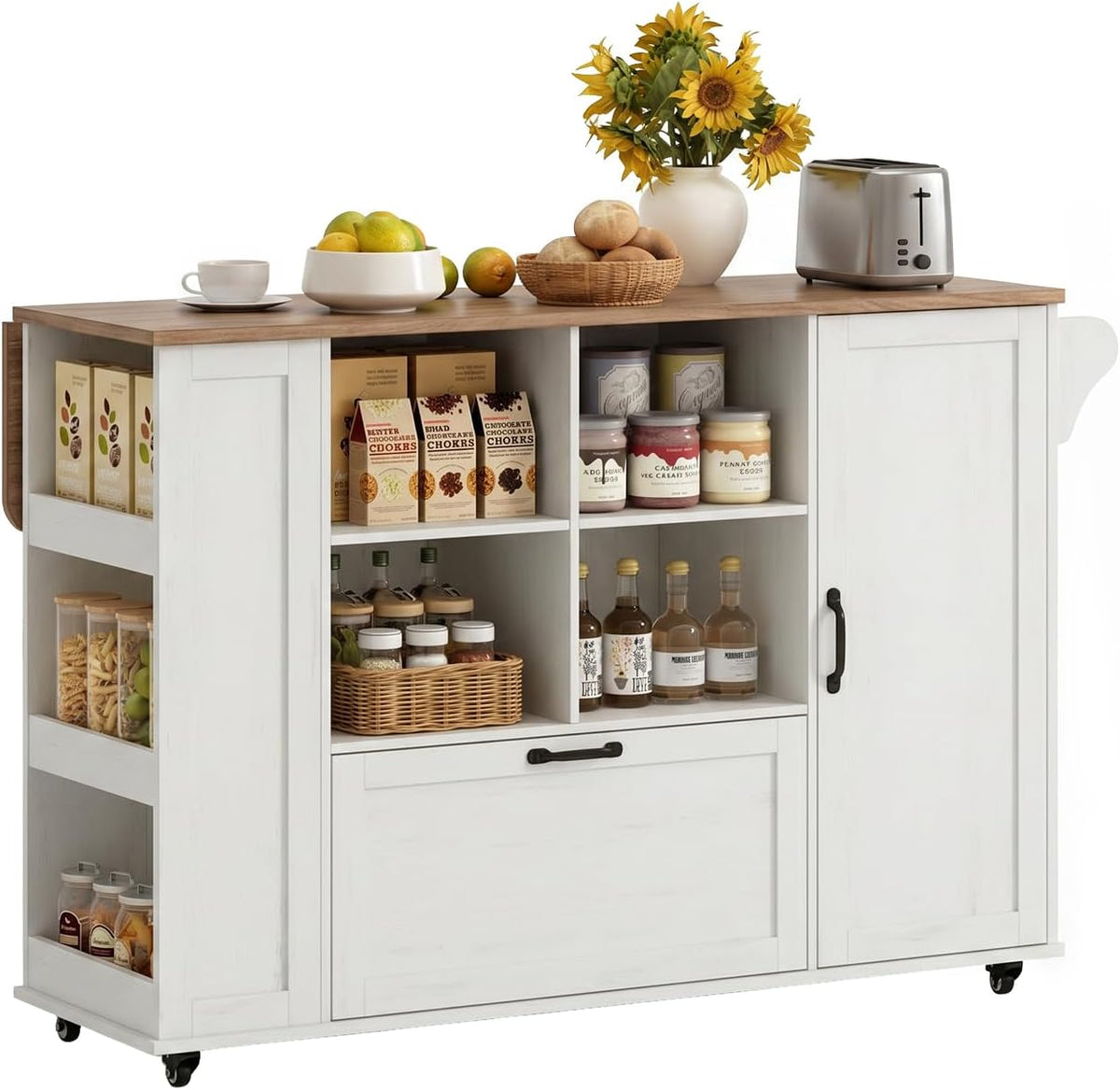 Rolling Kitchen Island With Wood Drop Leaf