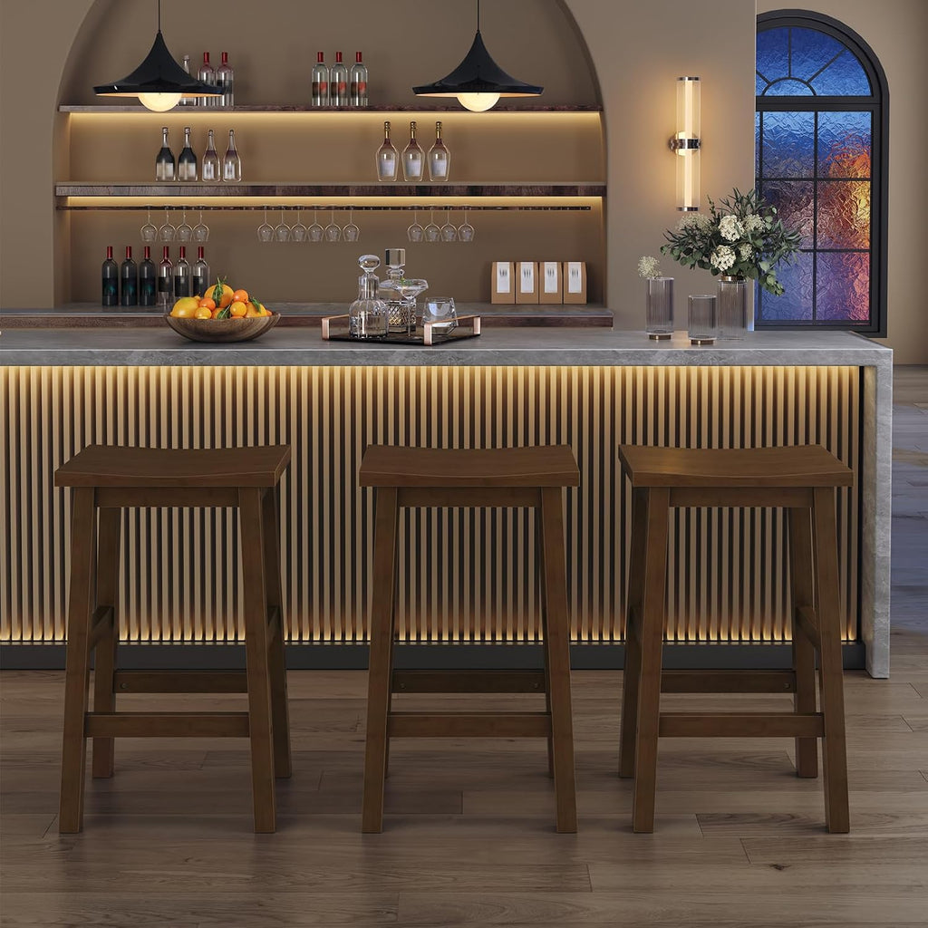 Bamboo Counter‑Height Bar Stools Set