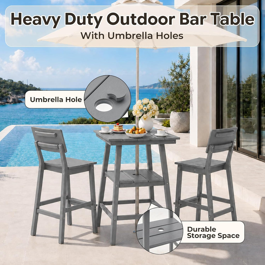HDPE Patio Bar Stools 2‑Piece Set