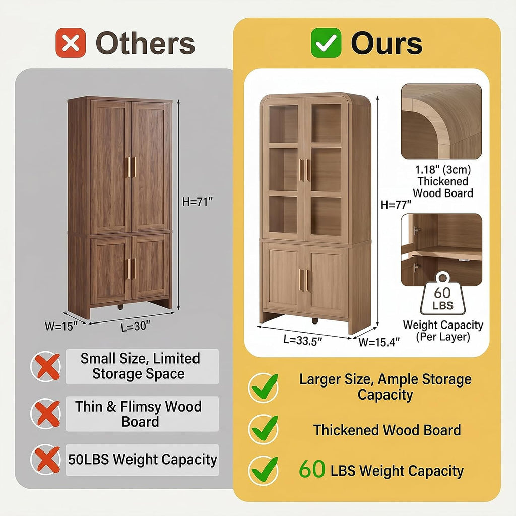Tall Oak Freestanding Kitchen Pantry Cabinet