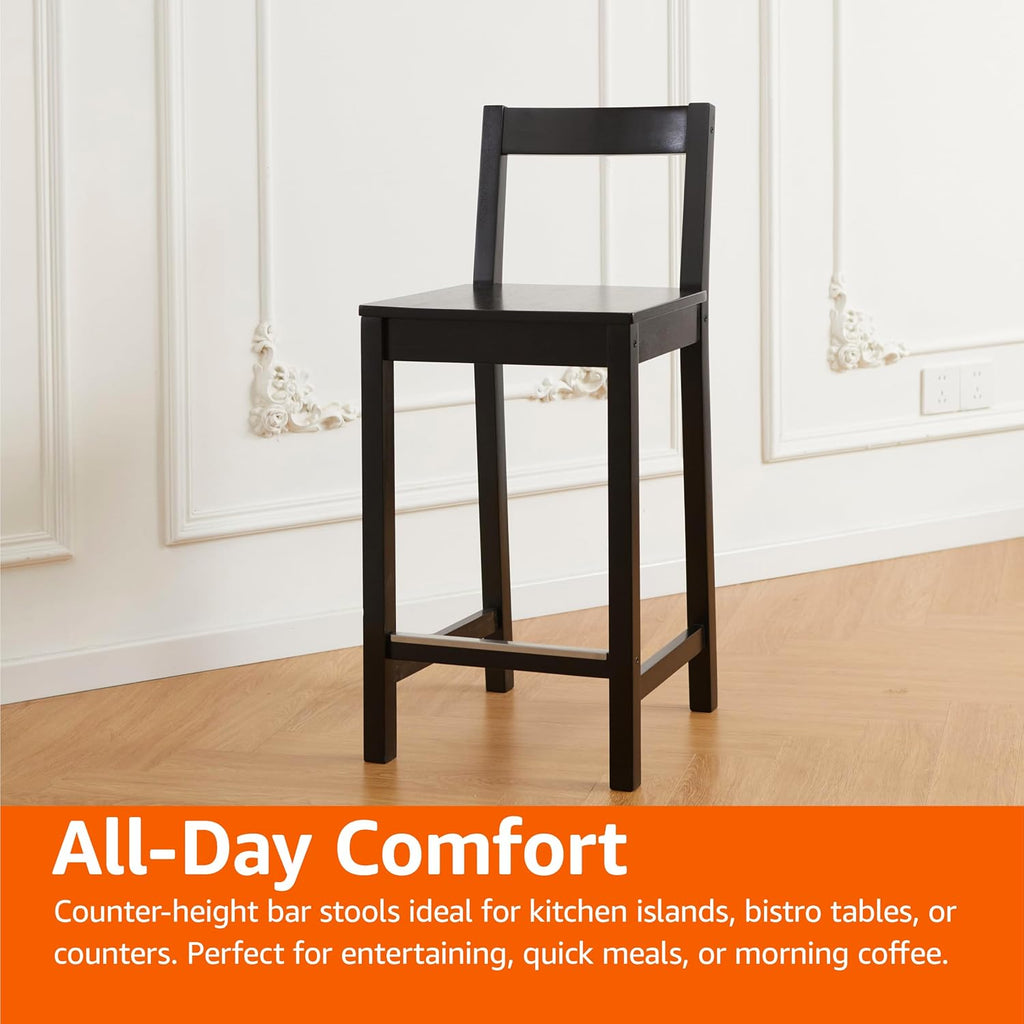 Wooden Backrest Counter Height Bar Stool