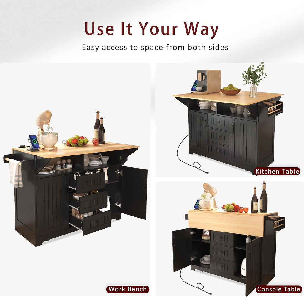 Rolling Kitchen Island With Drop‑Leaf Storage