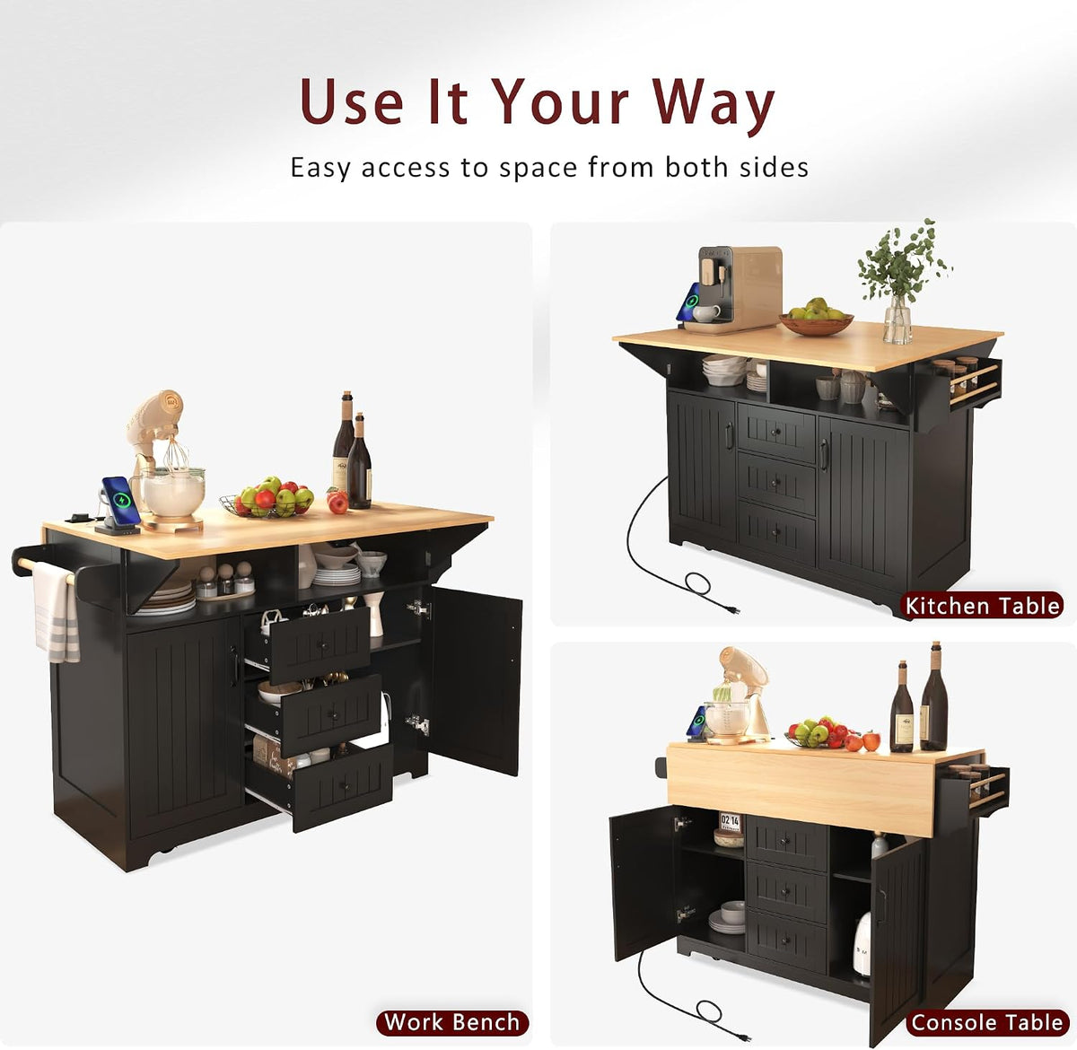 Rolling Kitchen Island With Drop‑Leaf Storage