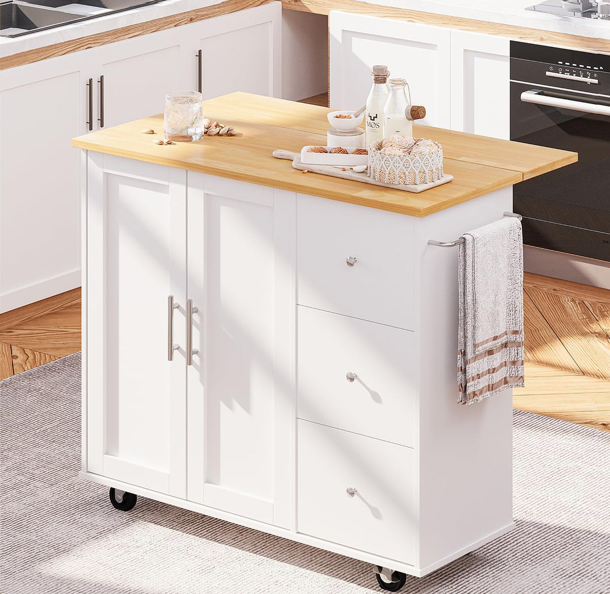 Rolling Kitchen Island With Drop Leaf Storage