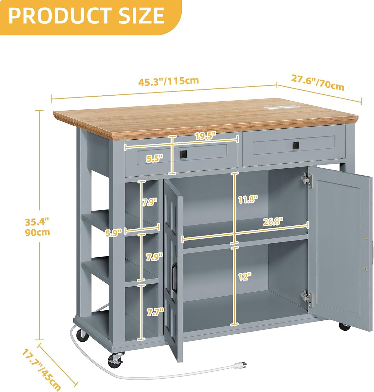 Rolling Kitchen Island Cart With Drop Leaf
