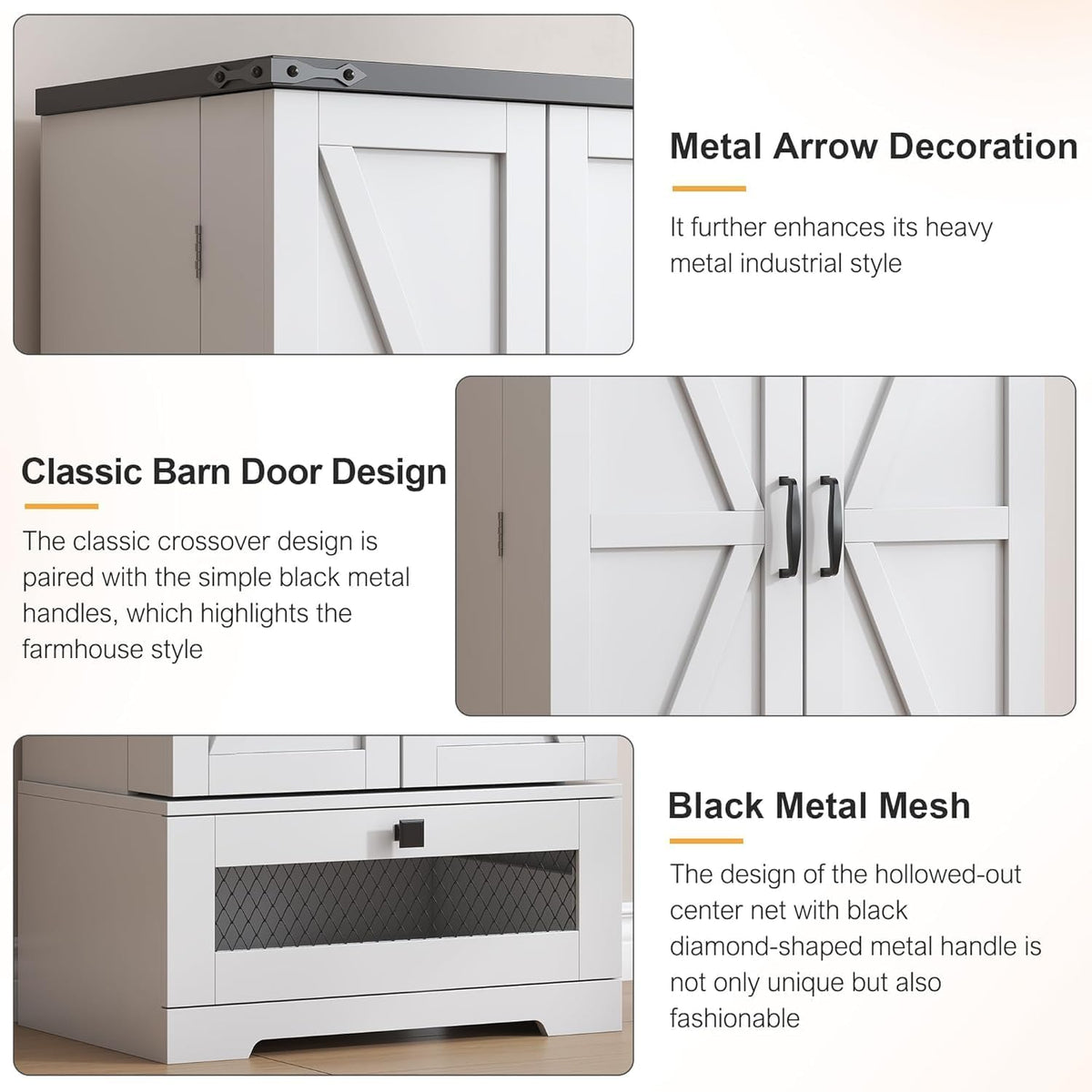 Farmhouse Barn‑Door Kitchen Pantry Cabinet