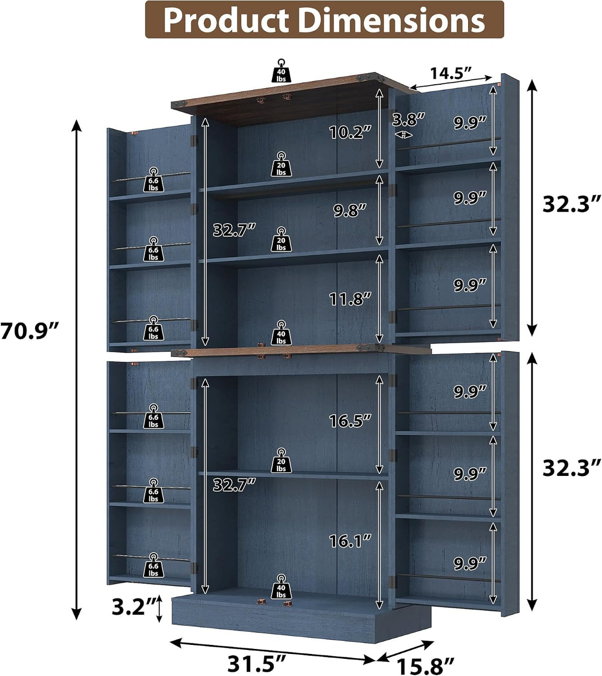 Farmhouse Tall Kitchen Pantry Storage Cabinet