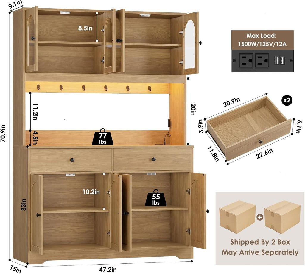 Tall LED Kitchen Pantry Storage Cabinet