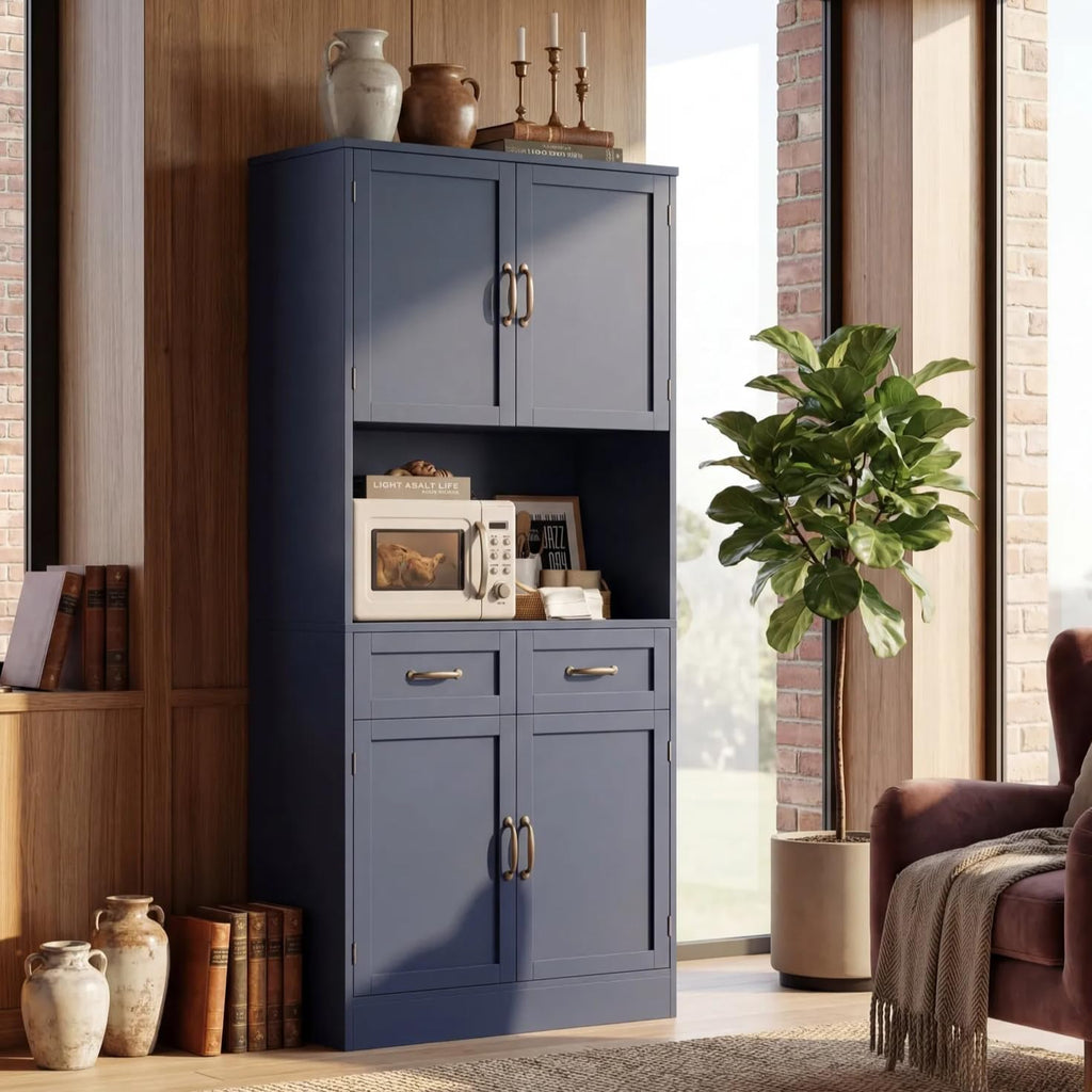 Tall Wooden Kitchen Pantry Storage Cabinet