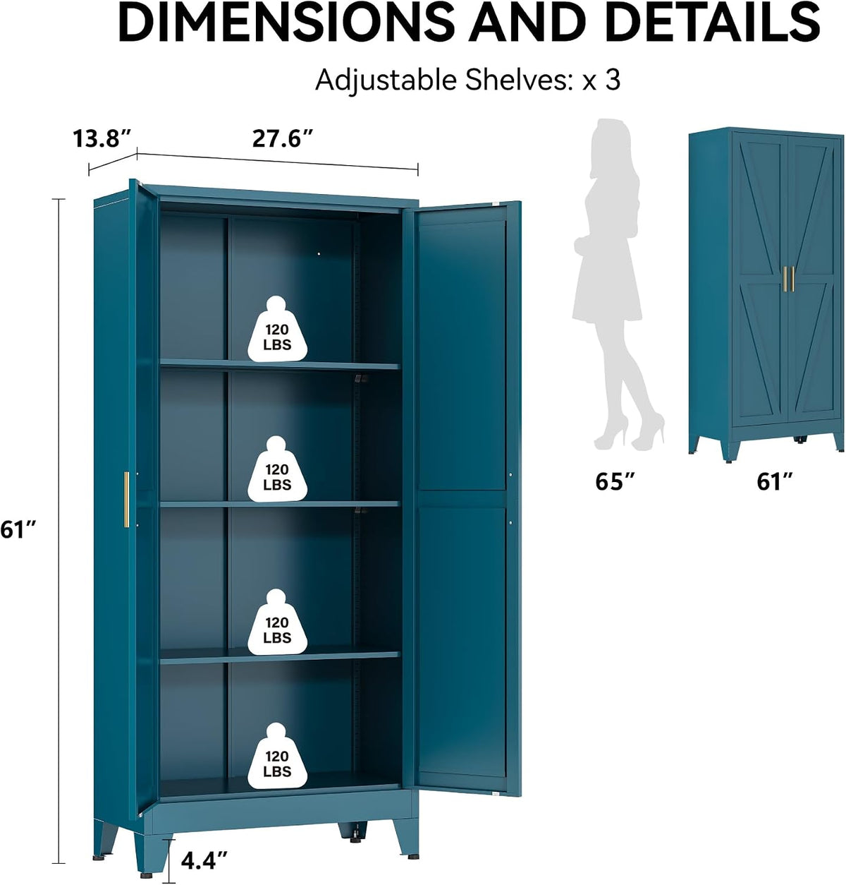 Farmhouse Metal Kitchen Pantry Storage Cabinet