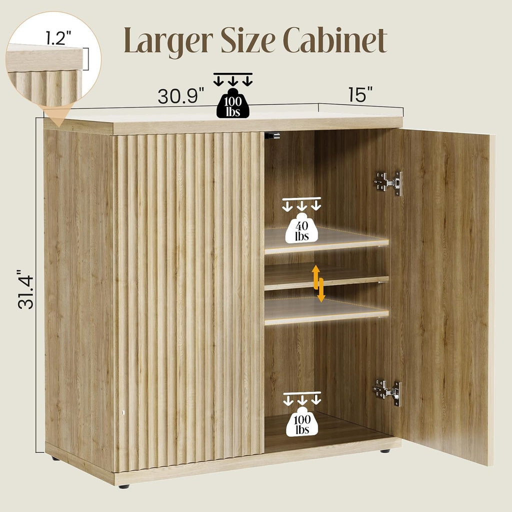 Fluted Sideboard Buffet Storage Cabinet