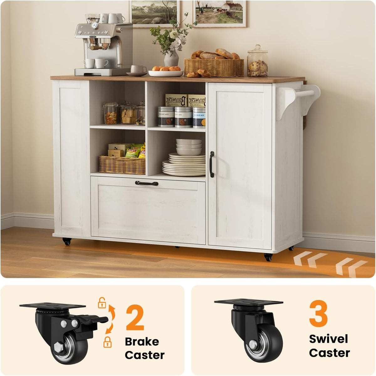Rolling Kitchen Island With Wood Drop Leaf