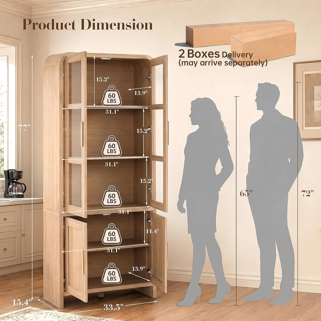 Tall Oak Freestanding Kitchen Pantry Cabinet
