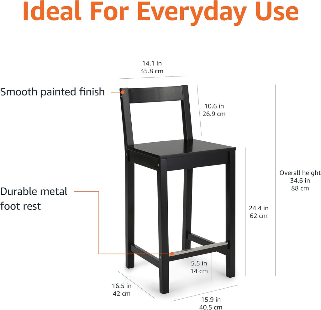 Wooden Backrest Counter Height Bar Stool