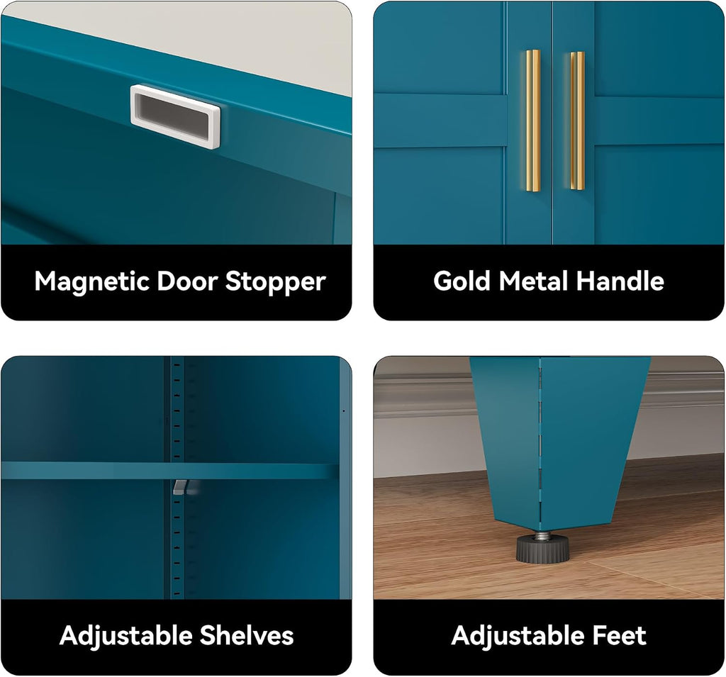 Farmhouse Metal Kitchen Pantry Storage Cabinet