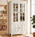 Rustic Glass‑Door Kitchen Pantry Cabinet