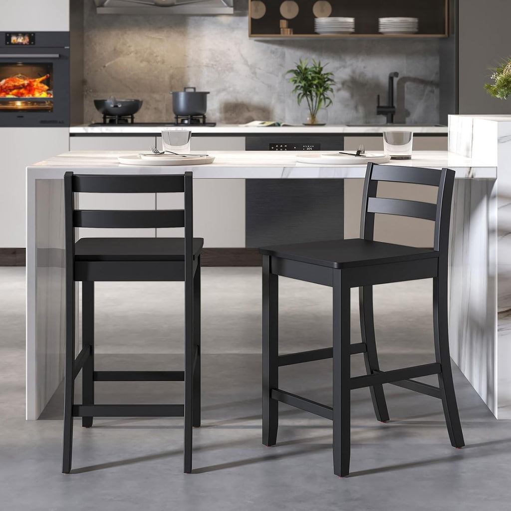 Wooden Counter‑Height Bar Stools Set