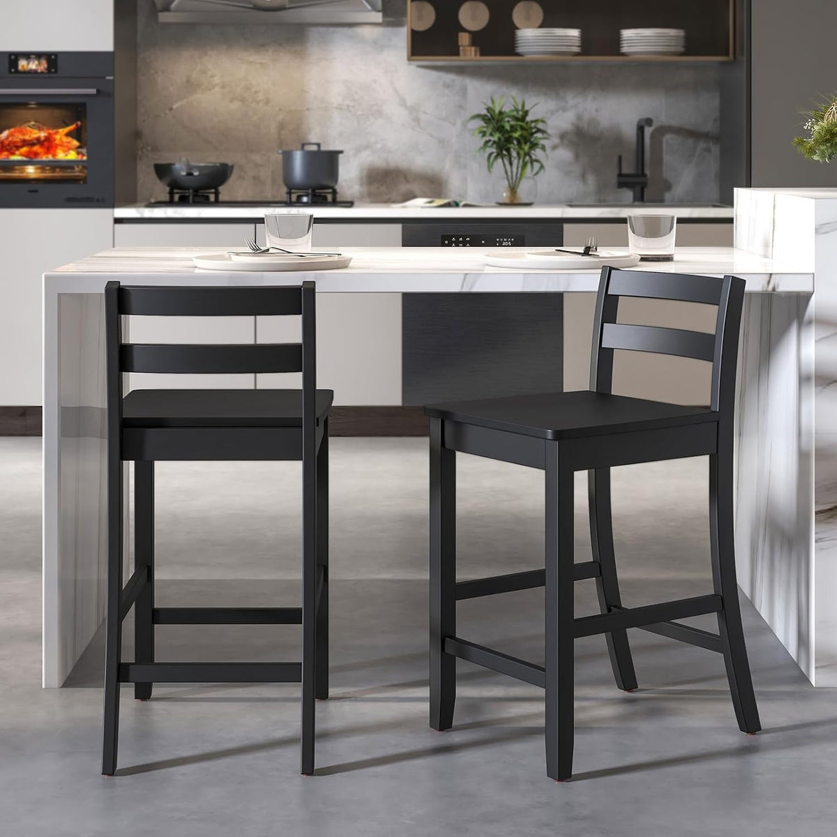 Wooden Counter‑Height Bar Stools Set