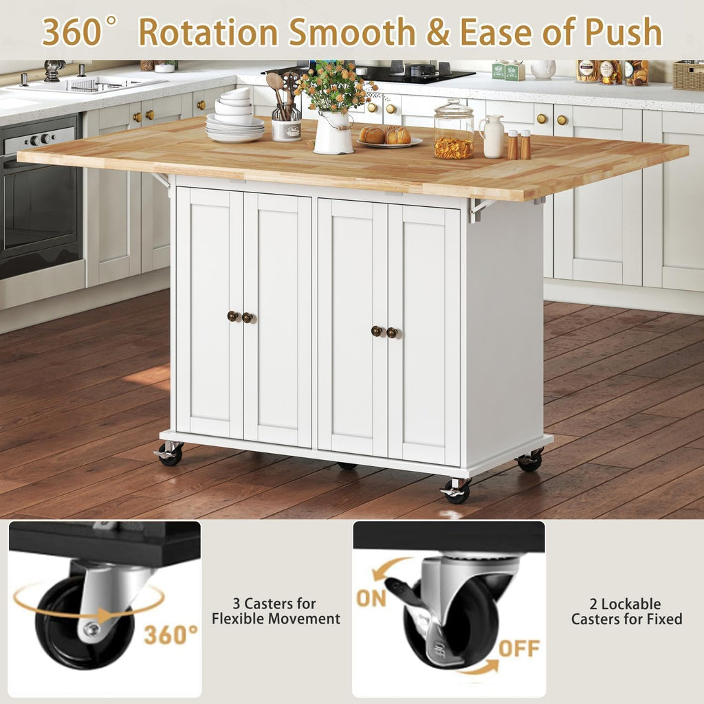 Rolling Kitchen Island With Drop‑Leaf Tabletop