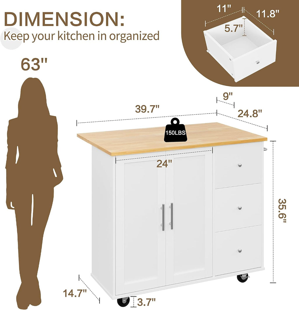 Rolling Kitchen Island With Drop Leaf Storage