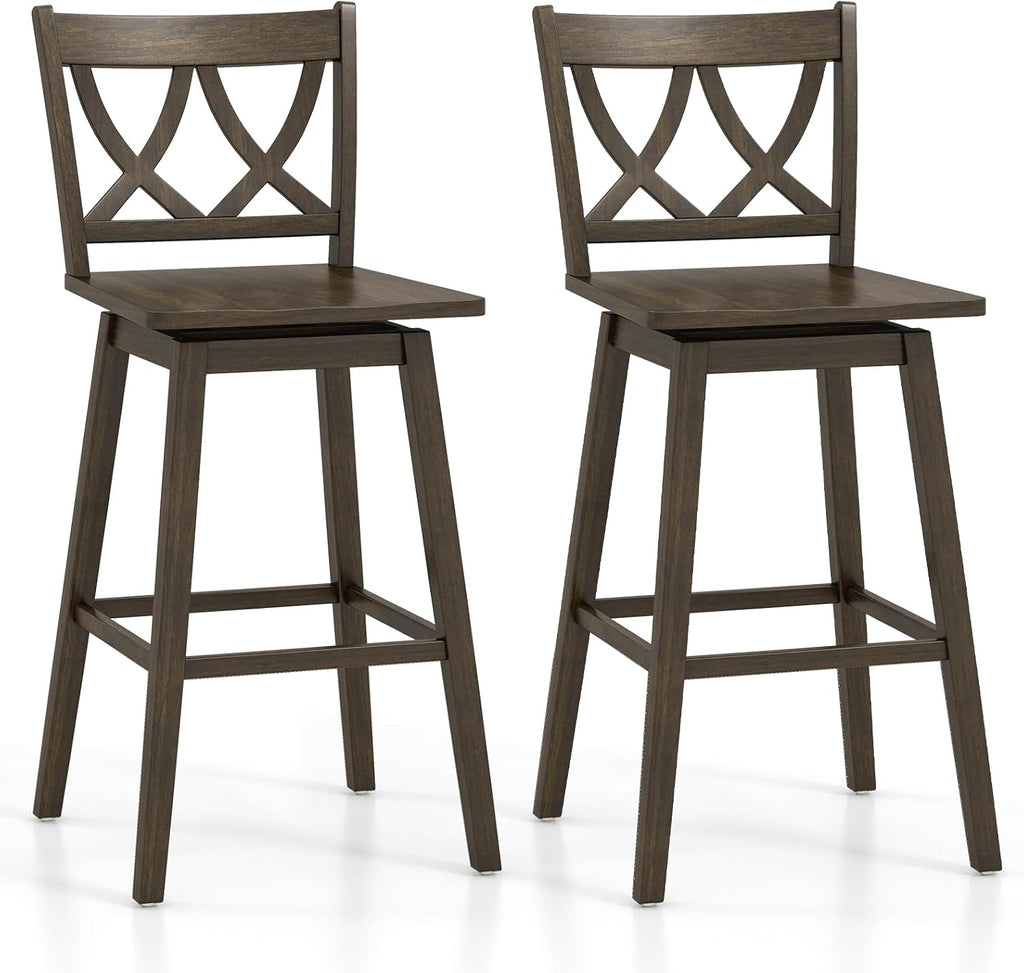 Swivel Wooden Backrest Bar Stools Set