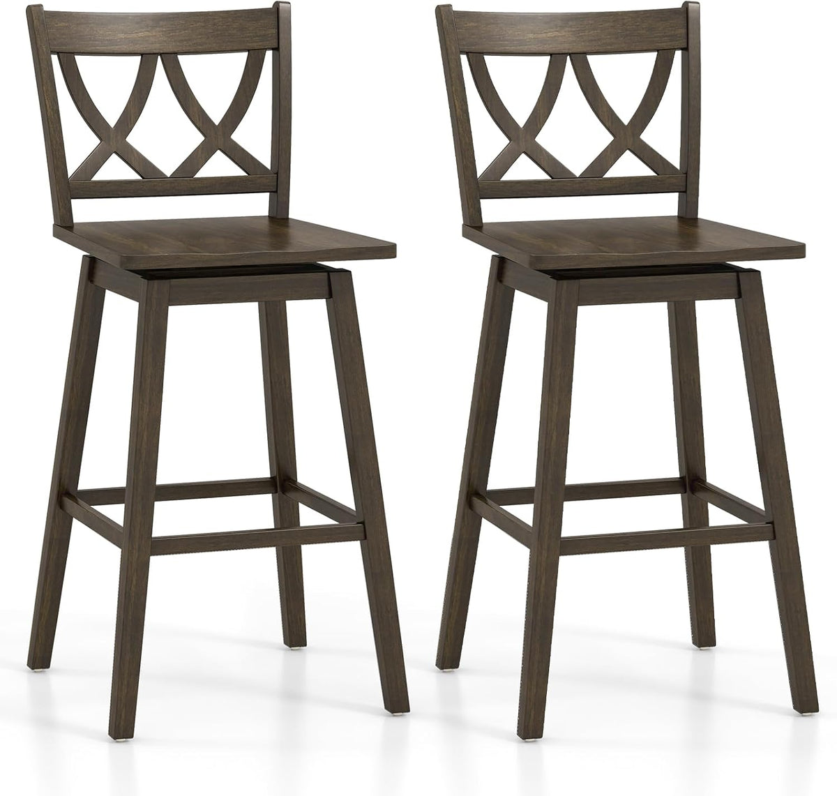 Swivel Wooden Backrest Bar Stools Set