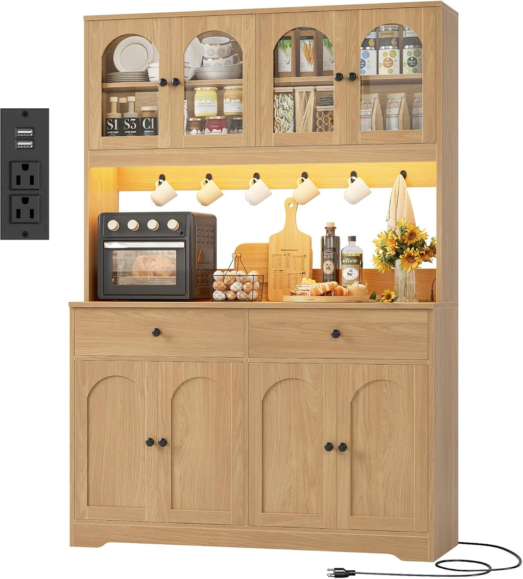 Tall LED Kitchen Pantry Storage Cabinet