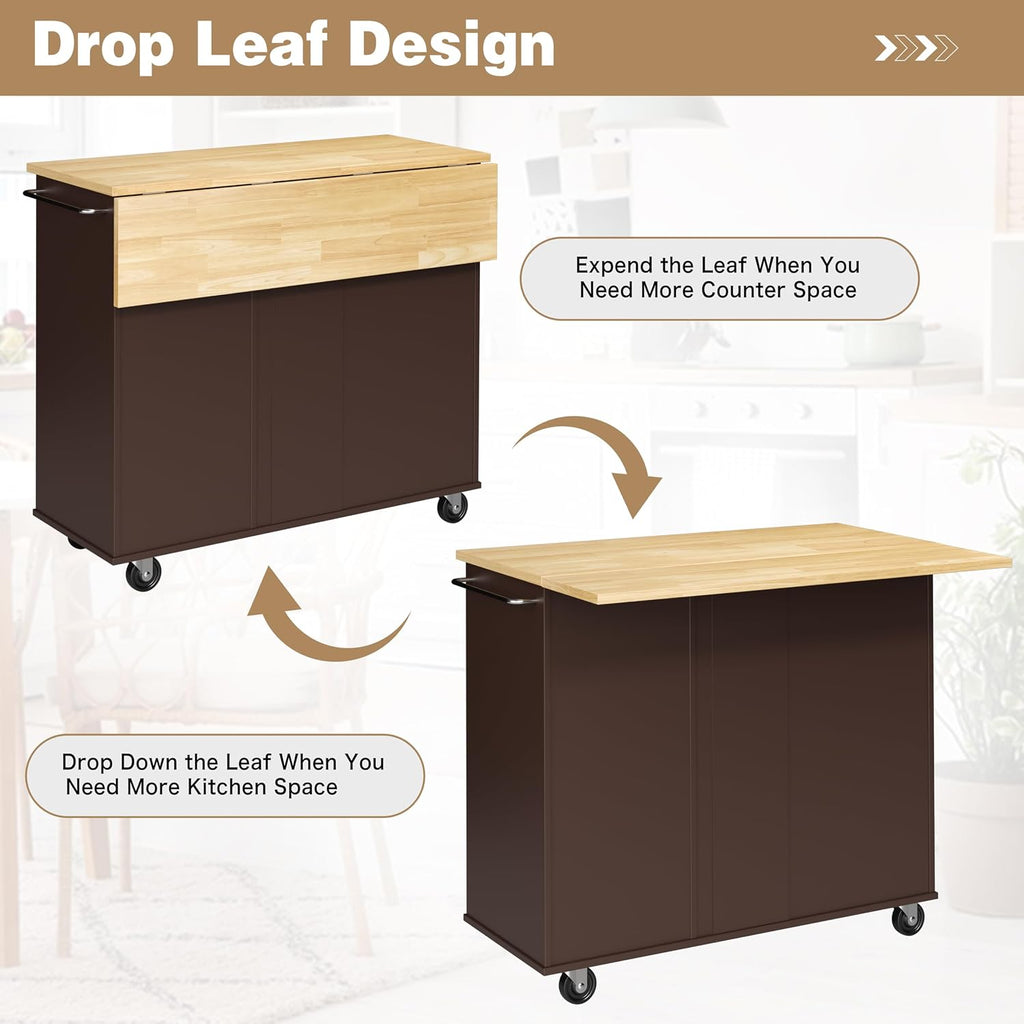 Rolling Kitchen Island With Drop‑Leaf Storage