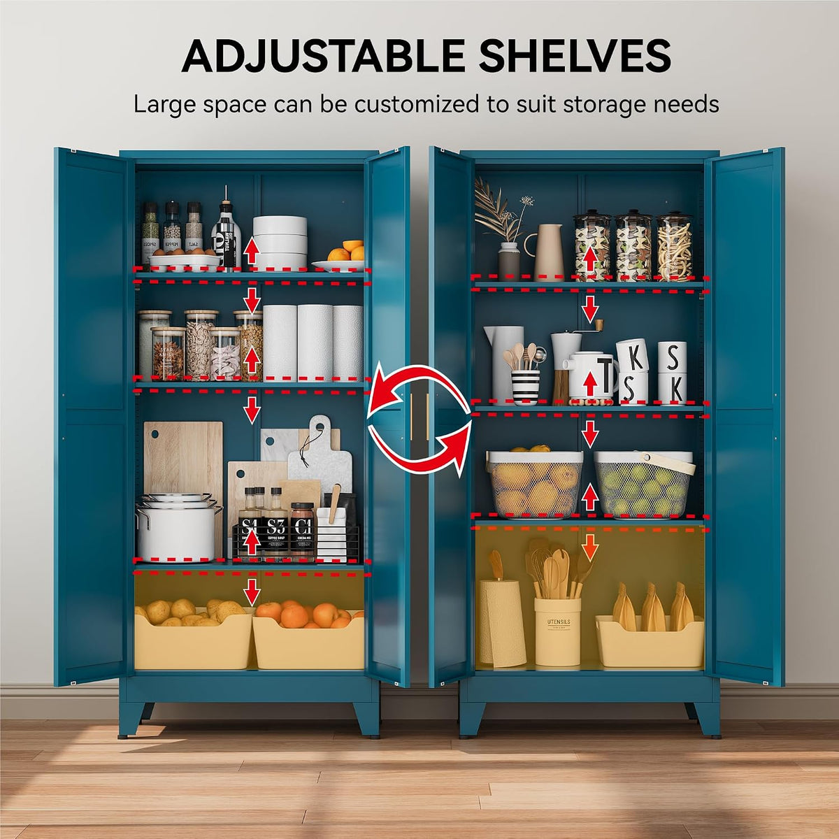 Farmhouse Metal Kitchen Pantry Storage Cabinet