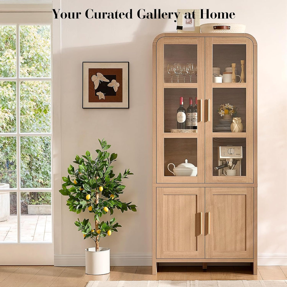 Tall Oak Freestanding Kitchen Pantry Cabinet