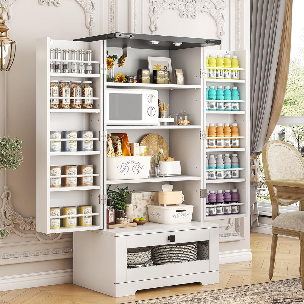 Farmhouse Barn‑Door Kitchen Pantry Cabinet
