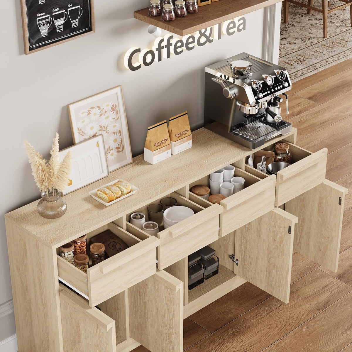 Modern Wooden Storage Sideboard Buffet Cabinet