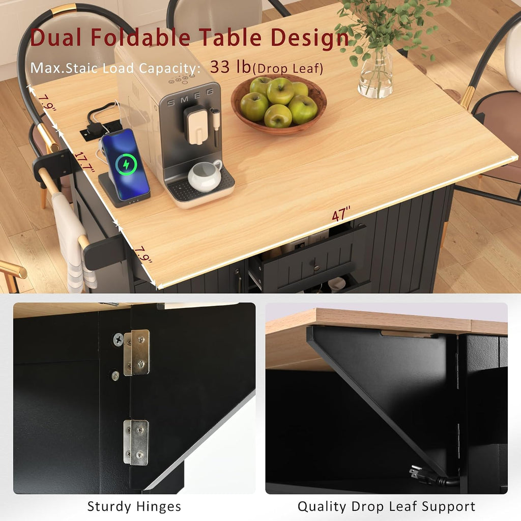 Rolling Kitchen Island With Drop‑Leaf Storage