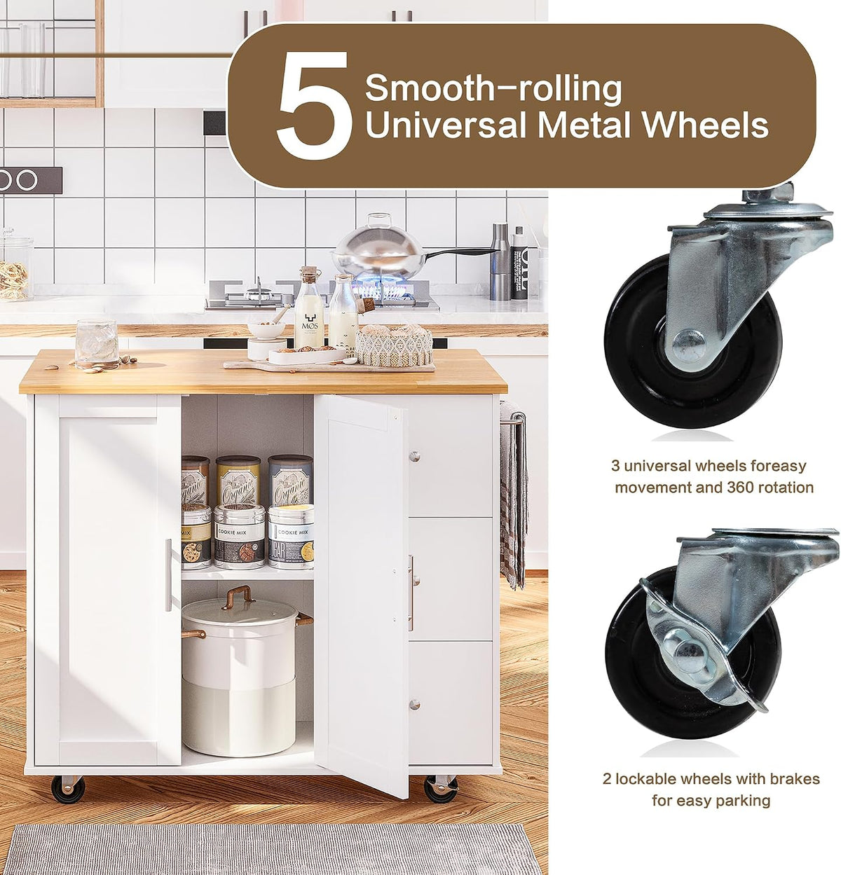 Rolling Kitchen Island With Drop Leaf Storage