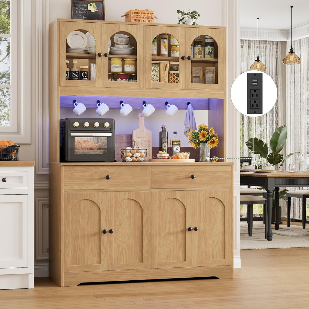 Tall LED Kitchen Pantry Storage Cabinet