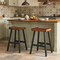 Industrial Wood Metal Counter Bar Stools Set