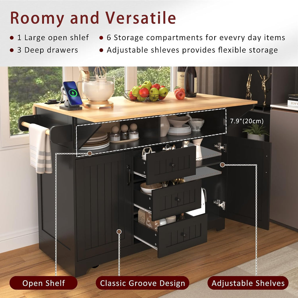 Rolling Kitchen Island With Drop‑Leaf Storage